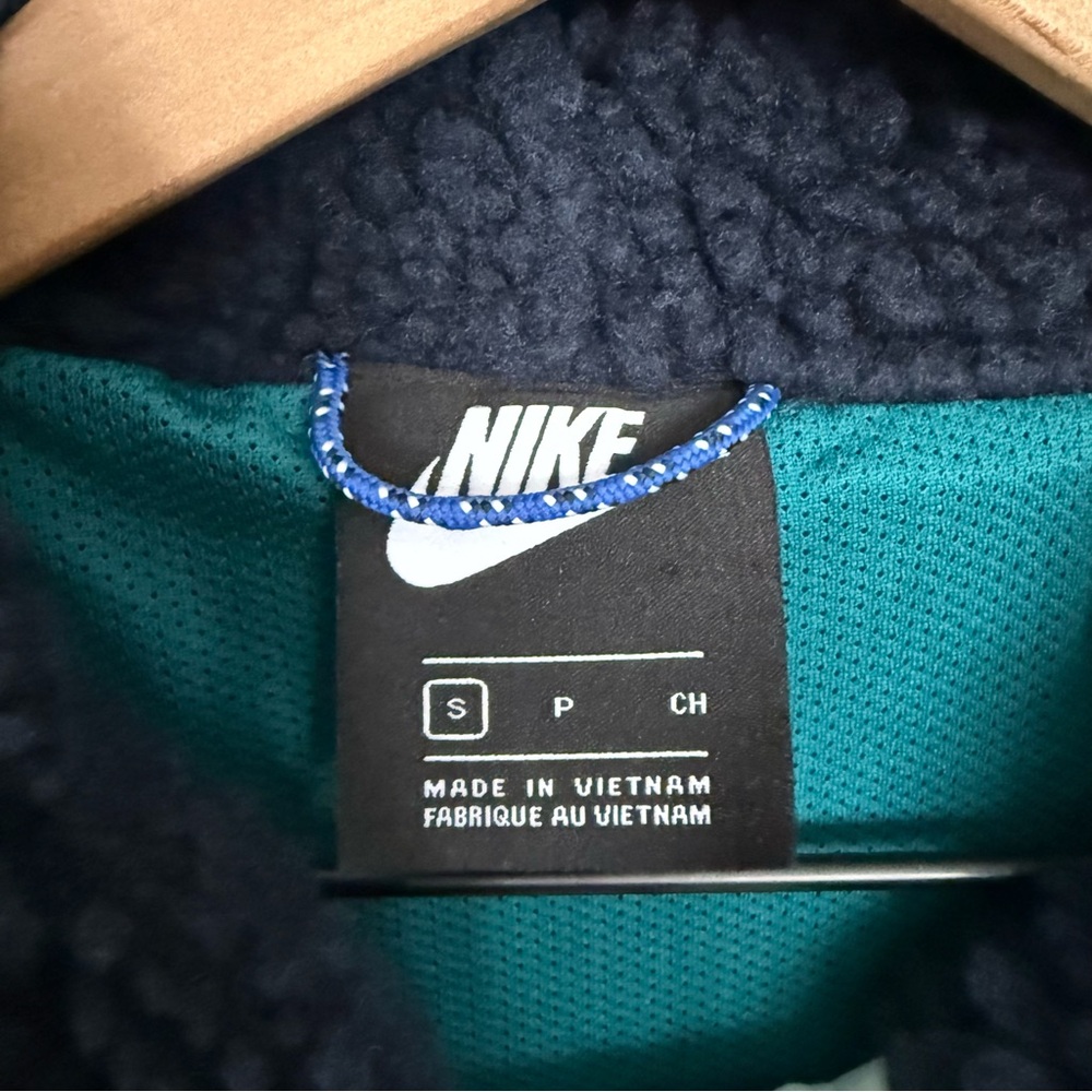 Nike - Sherpa Half-Zip Sportswear Hoodie - Blue/Green - Women’s Small - Picture 7 of 8
